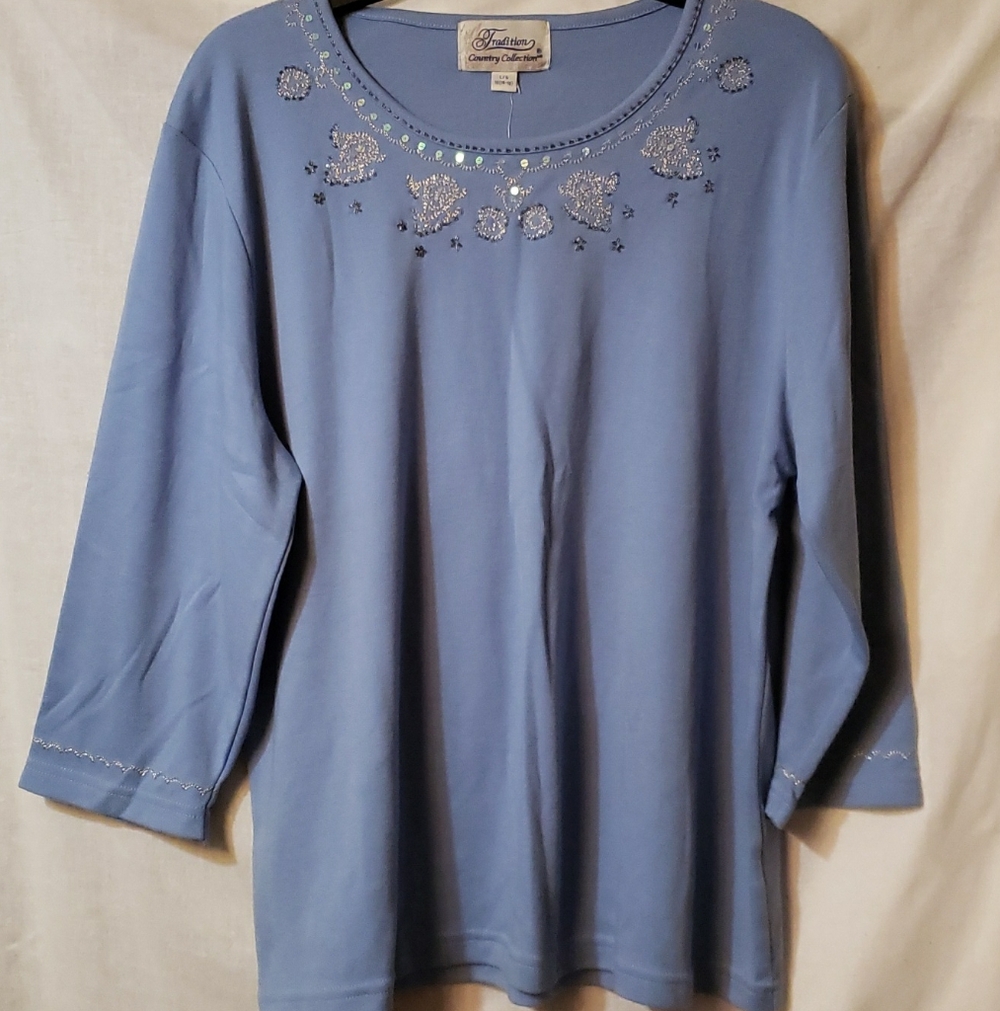 Chic Light Blue 3/4 Sleeve Tee